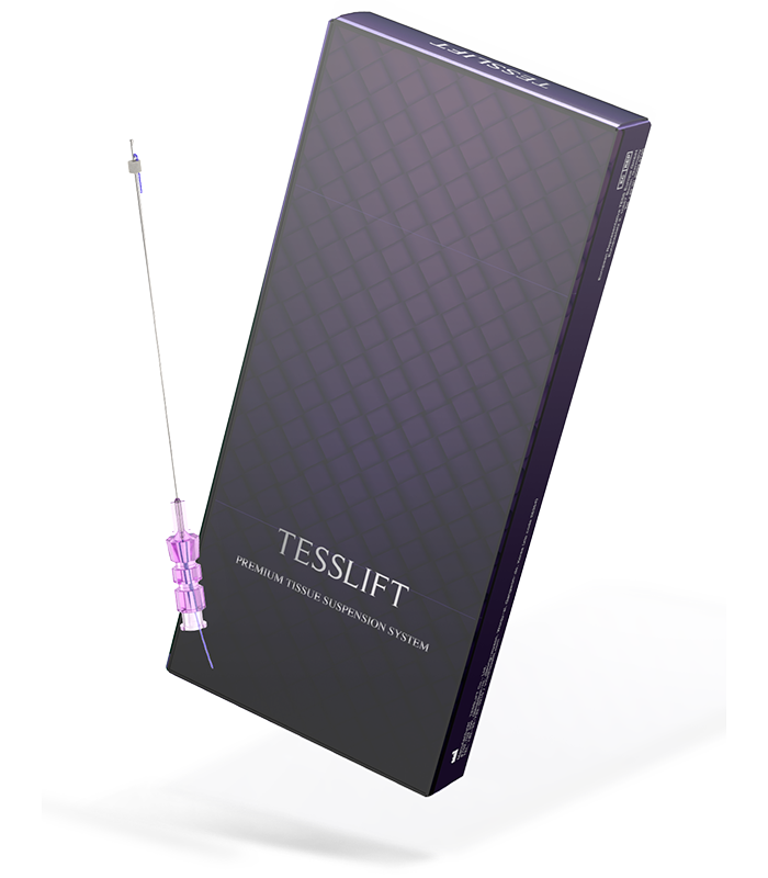 TESSLIFT SOFT PDO mesh scaffold thread lift system for facial lifting, tissue support, and collagen stimulation.