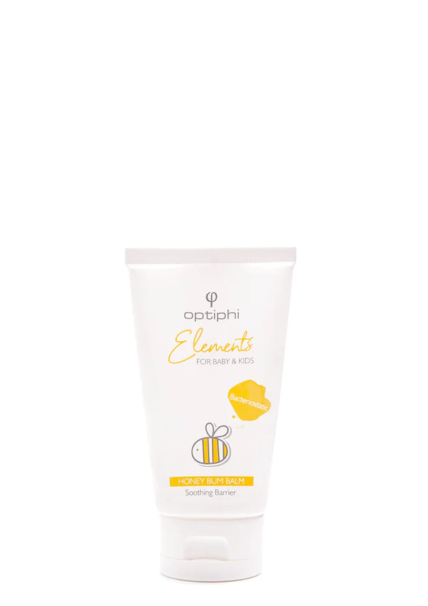 Optiphi Honey Bum Balm multi-purpose baby balm with honey, avocado oil and shea butter to soothe nappy rash, protect delicate skin and support moisture barrier care