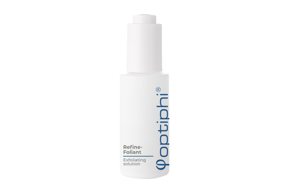 Optiphi Refine-Foliant multi-acid exfoliating treatment with lactic acid and salicylic acid to refine skin texture, improve skin tone and promote surface renewal